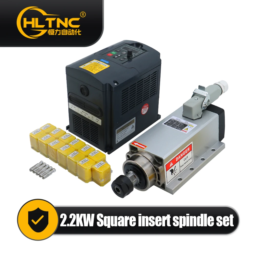 Venta caliente 2.2KW CNC Motor de husillo 220v ER20 husillo 0.9Nm 24000RPM + 2200w VFD 50/60hz + 13 Uds ER20 pinza