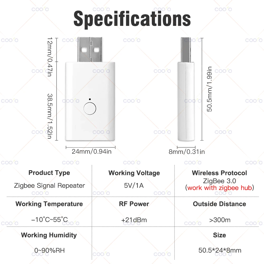 ZigBee Repetidor de Sinal Amplificador de Sinal Extensor USB Funciona com ZigBee Gateway Home Assistant Zigbee2mqtt Dispositivo de Casa Inteligente