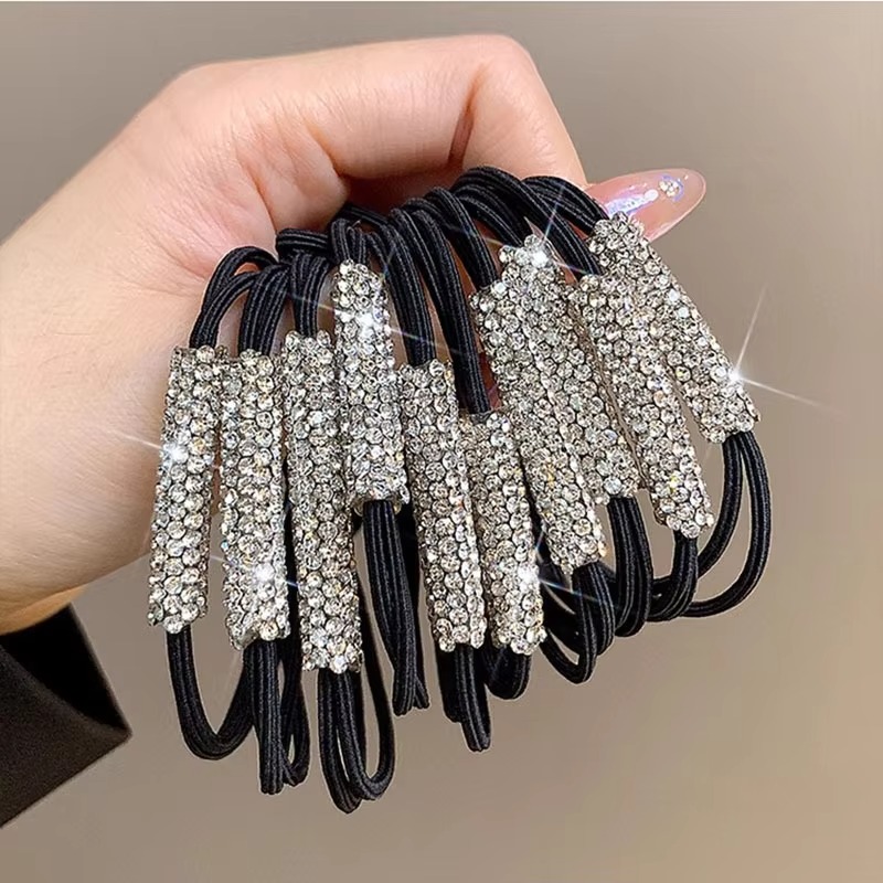10 ชิ้น rhinestone ผมผูกเชือกผมยืดหยุ่นสูงผู้หญิงอุปกรณ์เสริมผมเหมาะสําหรับสุภาพสตรีสาว