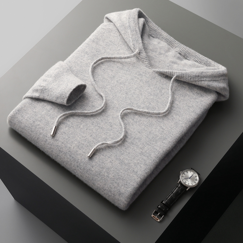 MVLYFLRT Herbst Winter Neue Merino Pullover männer 100% Wolle Mit Kapuze Kragen Gestrickte Pullover Casual langärmelige Hoodie