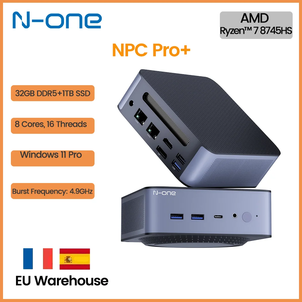 N-one NPC Pro+ Mini PC AMD Ryzen 7 8745HS Windows 11 Pro Mini computer 32GB DDR5 1TB SSD 2.5G RJ45 Wi-Fi 6 BT5.2 Desktop Compute