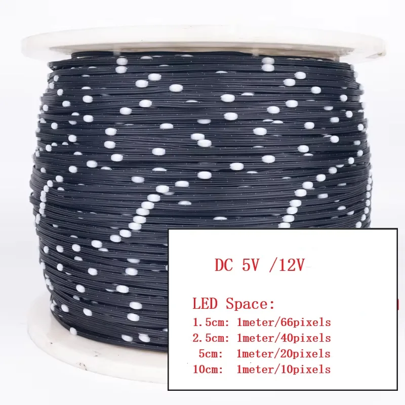 WS2811 Taśma LED Światła Czarny Przewód DC5V/12V 10M-100M 1.5cm-10cm Skok RGB IC Adresowalny Pixel String Pełny kolor IP67 3Pin