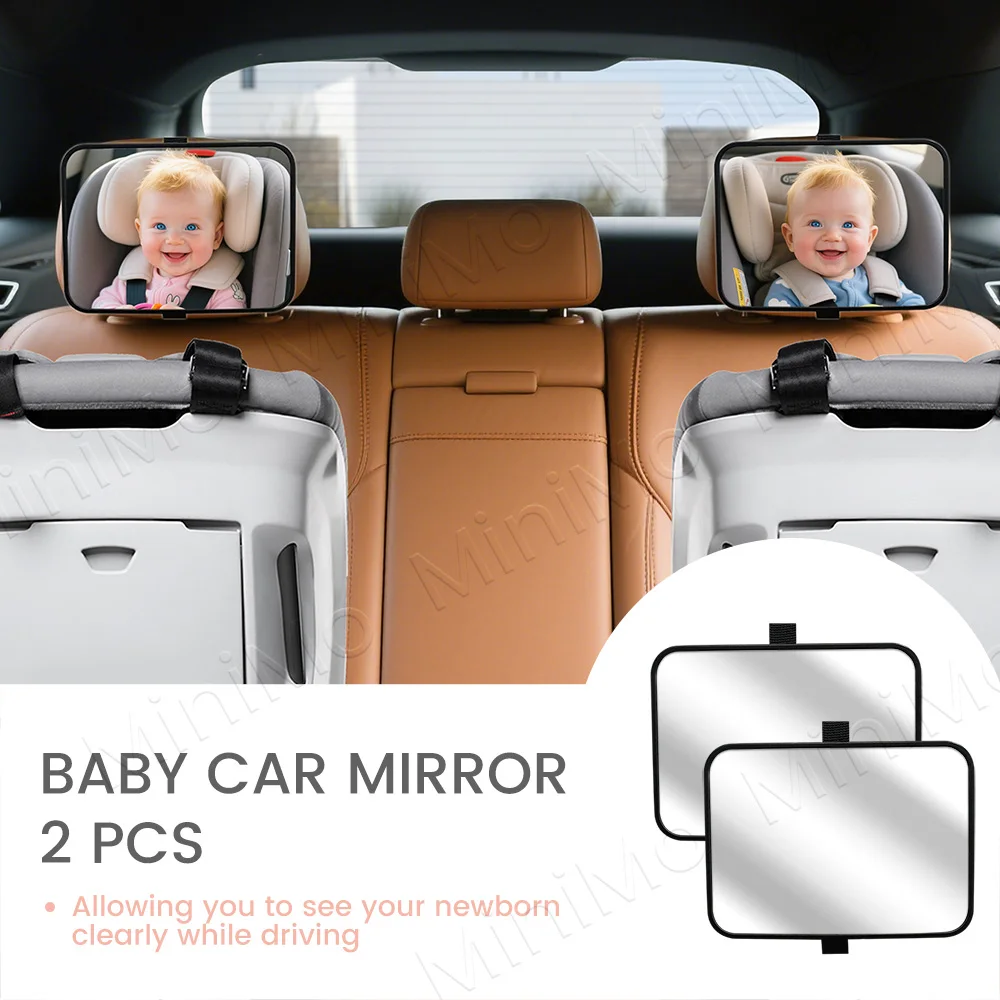 2 pièces de rétroviseurs de voiture pour bébé incassés et résistants aux chocs, vue claire grand Angle du siège arrière, support d'appui-tête universel