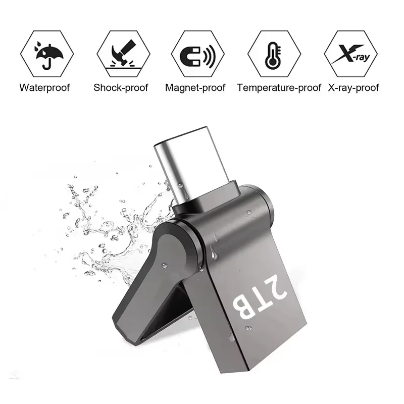 Xiaomi 2TB Metal Flash Drive USB 3.2 Super High Speed Transfer U Disk Drive Waterproof Type C Disk Dual-Use Flash Memory Stick