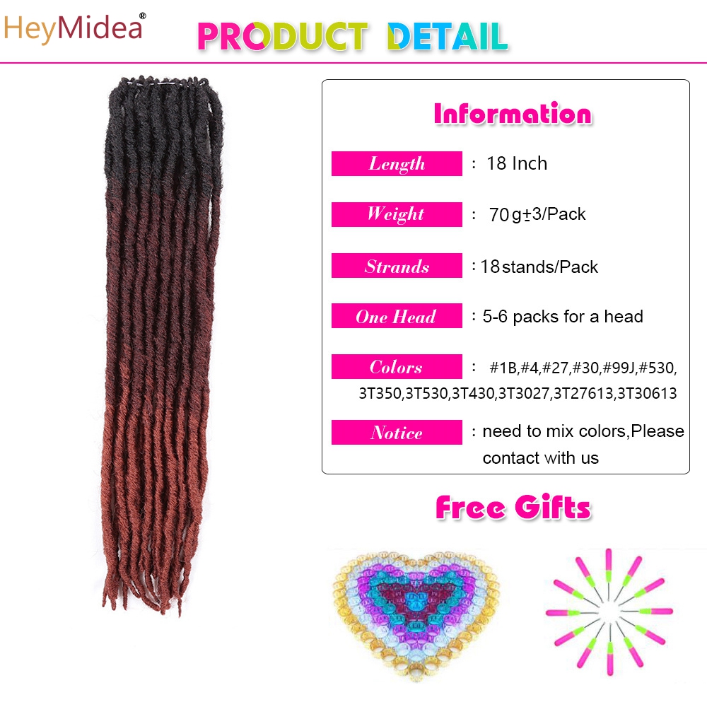 18Inch Thẳng Móc Xoắn Tóc Thắt Bím Tóc Tổng Hợp Phần Mở Rộng Kanekalon Sợi Bện Cho Nữ Màu Đen Tóc HeyMide