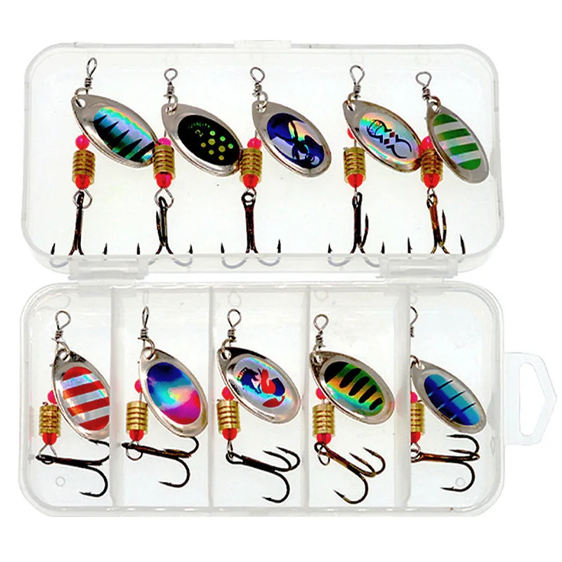 1Set 3.3g Fishing Lure Metal Rotating Sequins Spoon Spinner Hook  Artificial Wobbler Hard Bait for Bass Trout Perch Pike Tackle