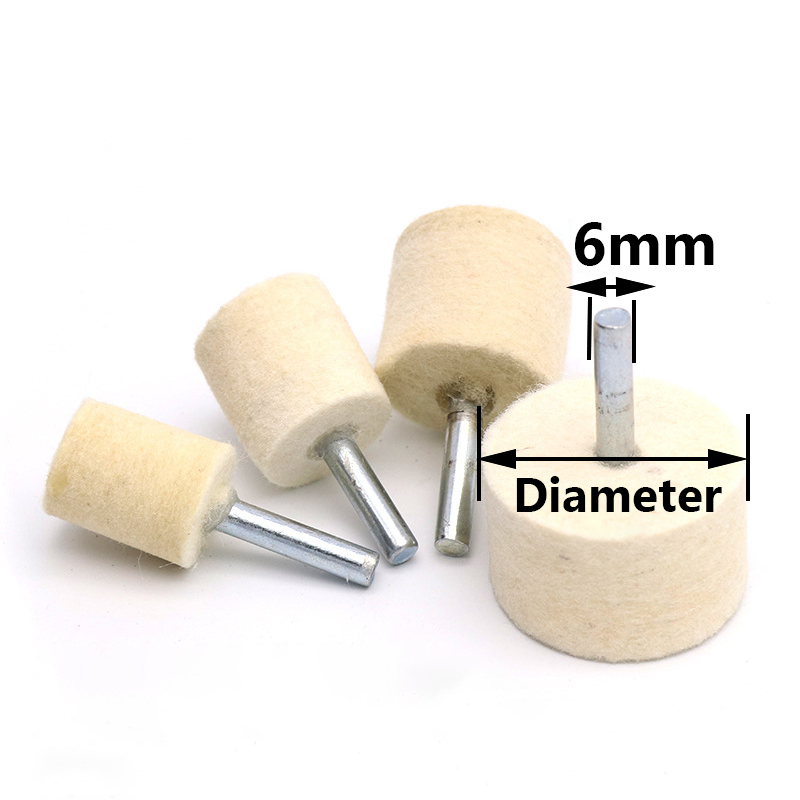 6mm Shank Pad Wool Felt Polishing Buffing Wheel Grinding 20mm 25mm 30mm 35mm 40mm for Drill Rotary Tools