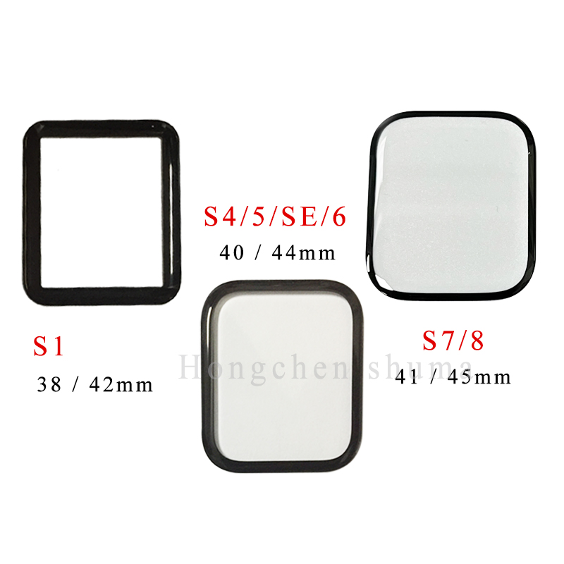 外側ガラススクリーン Apple Watch シリーズ 1 4 5 6 SE 44 ミリメートル 40 ミリメートル 7 8 41 ミリメートル 45 ミリメートル外部メガネレンズパネル OCA 交換修理
