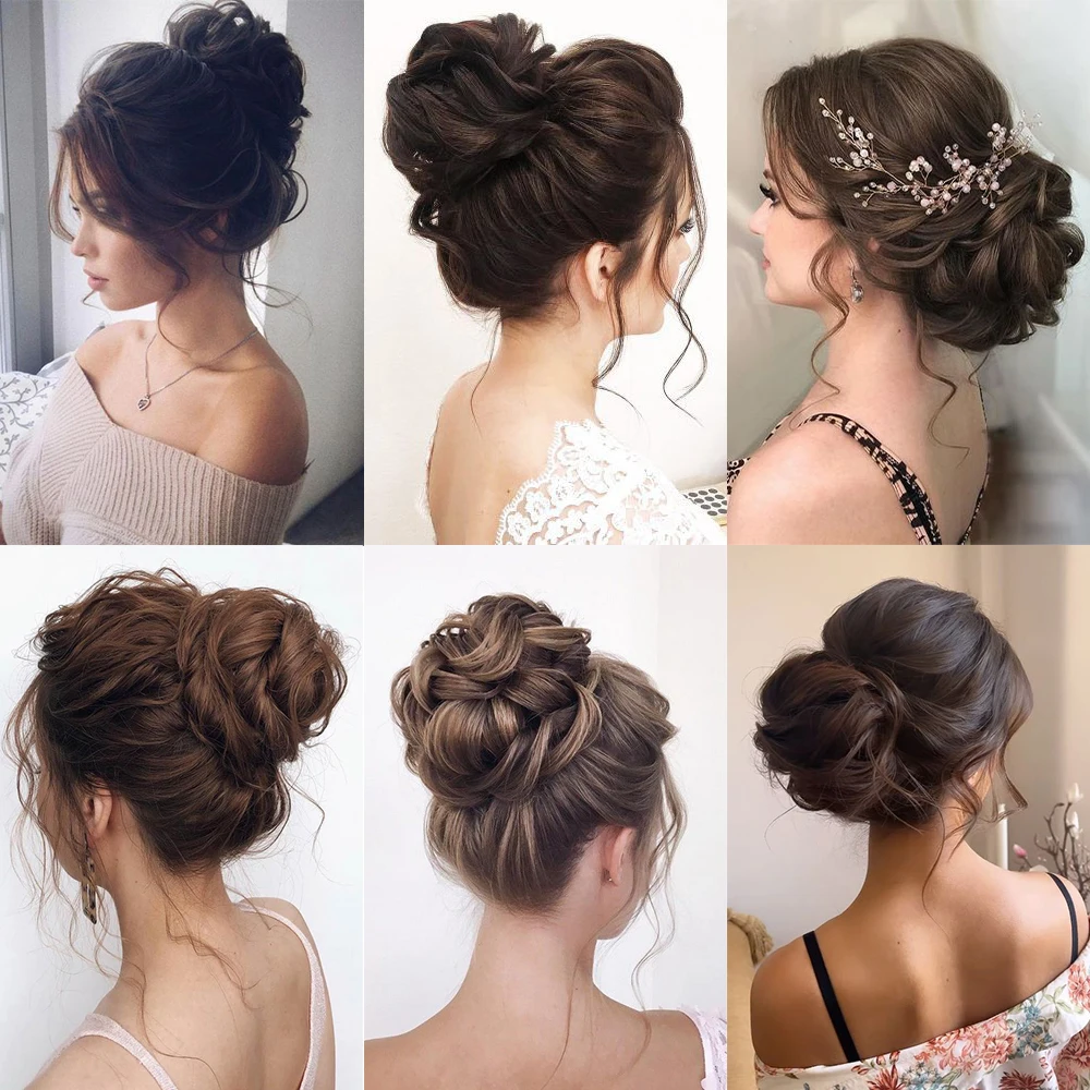 Peluca de moño de pelo sintético para mujer, Scrunchie de goma elástica ondulada de Donut, extensión de cabello de cola de caballo, envoltura rizada