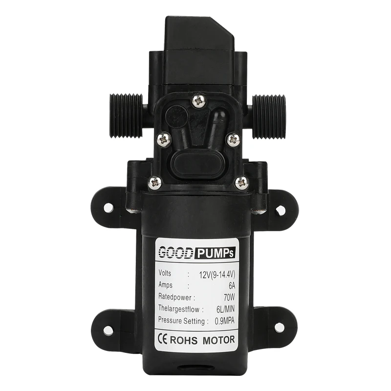 1pcs อัตโนมัติ Flow SWITCH 6L/Min DC12V 70W 130PSI อัตโนมัติปั๊มน้ําไดอะแฟรมขนาดเล็กปลอดภัยแรงดันสูง Self Priming ปั๊ม