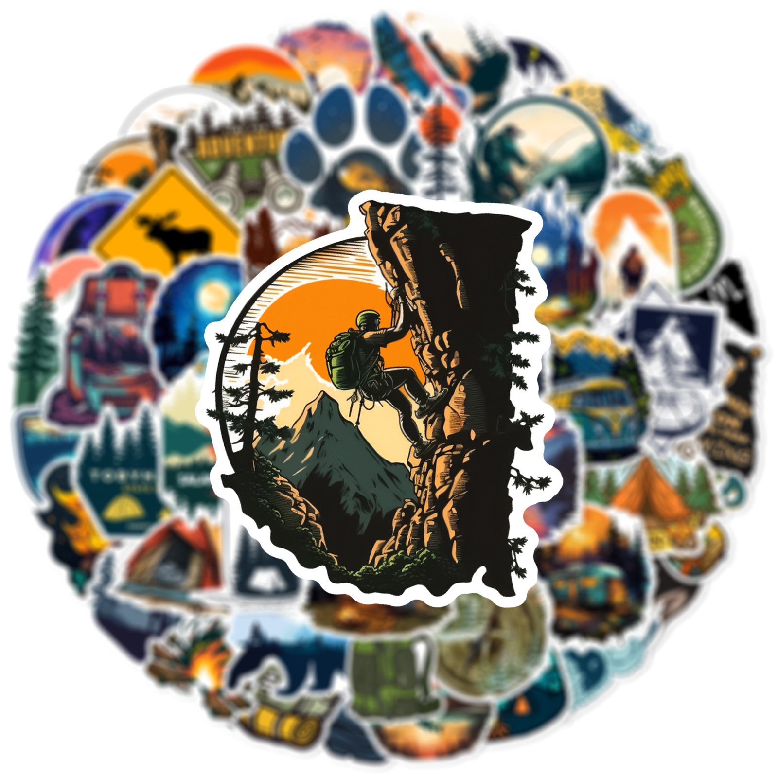 50 個森林キャンプハイキング屋外ステッカー旅行風景デカールスーツケース荷物バイク車防水落書きステッカーおもちゃ