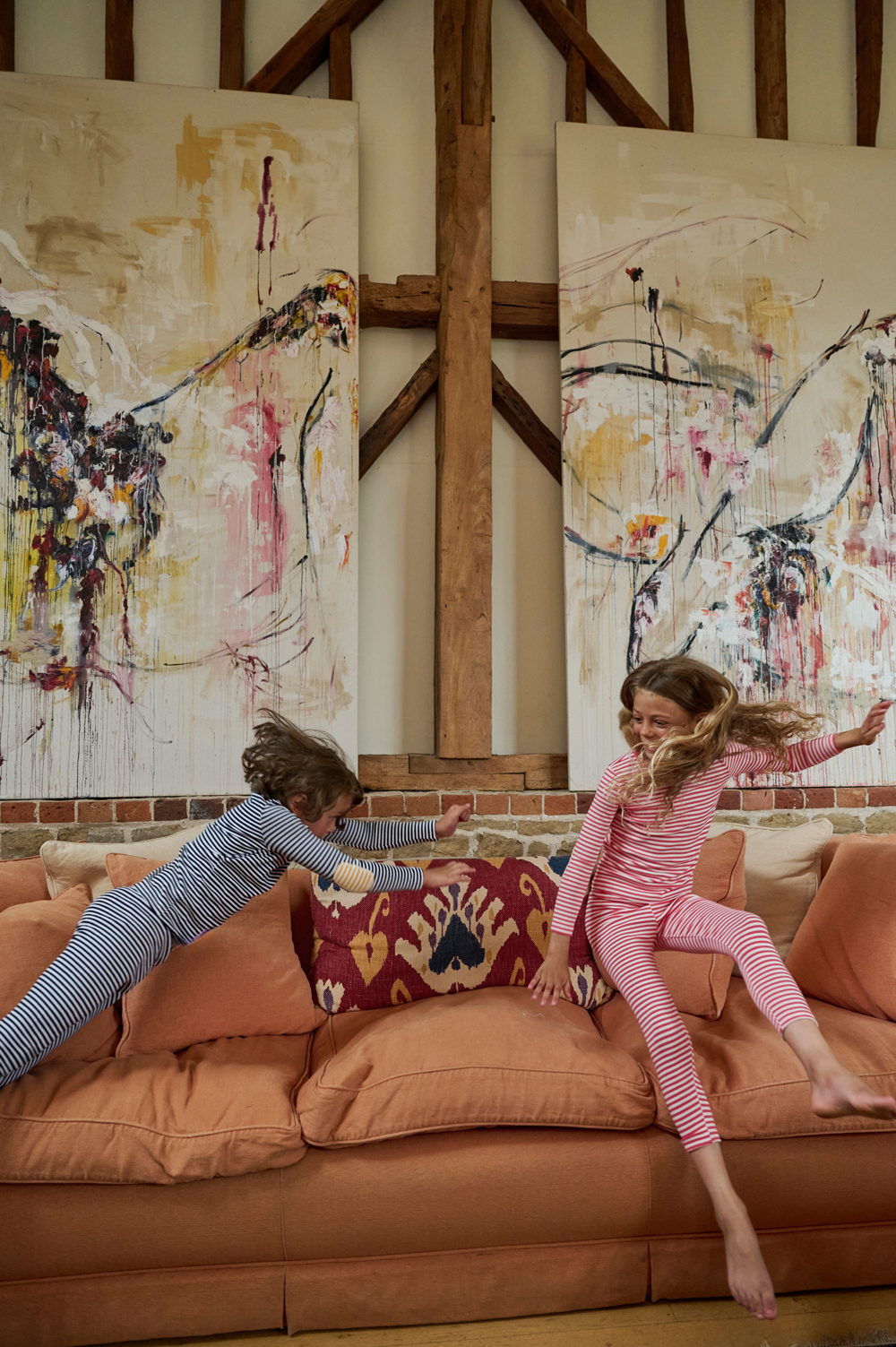 AS 2025 nuevo conjunto de ropa de otoño para niños, pijamas de algodón a rayas, ropa familiar para adolescentes y bebés