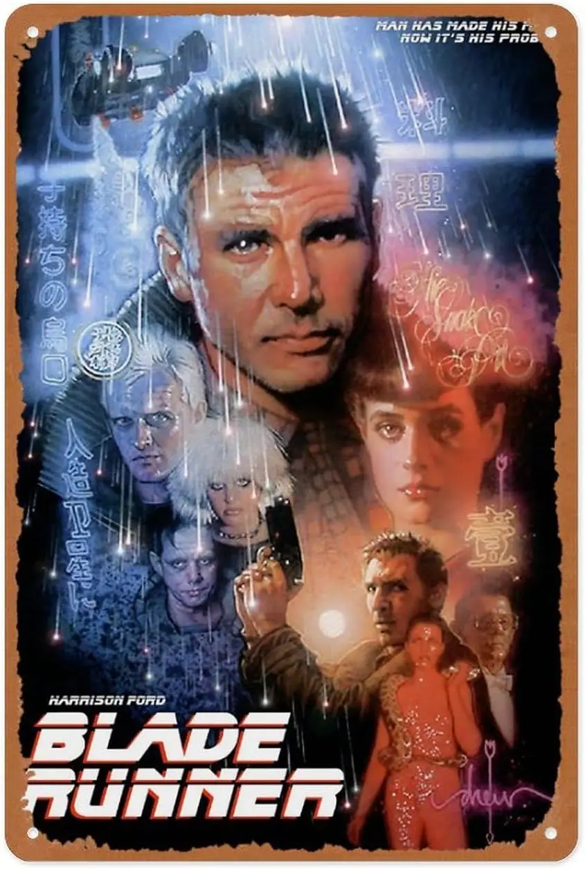 1p, Tanda Logam Tribute Film Ikonik - Film Potong Direksi Blade Runner - Seni Dinding Film Klasik |   Penghargaan Film Ikonik untuk Rumah T