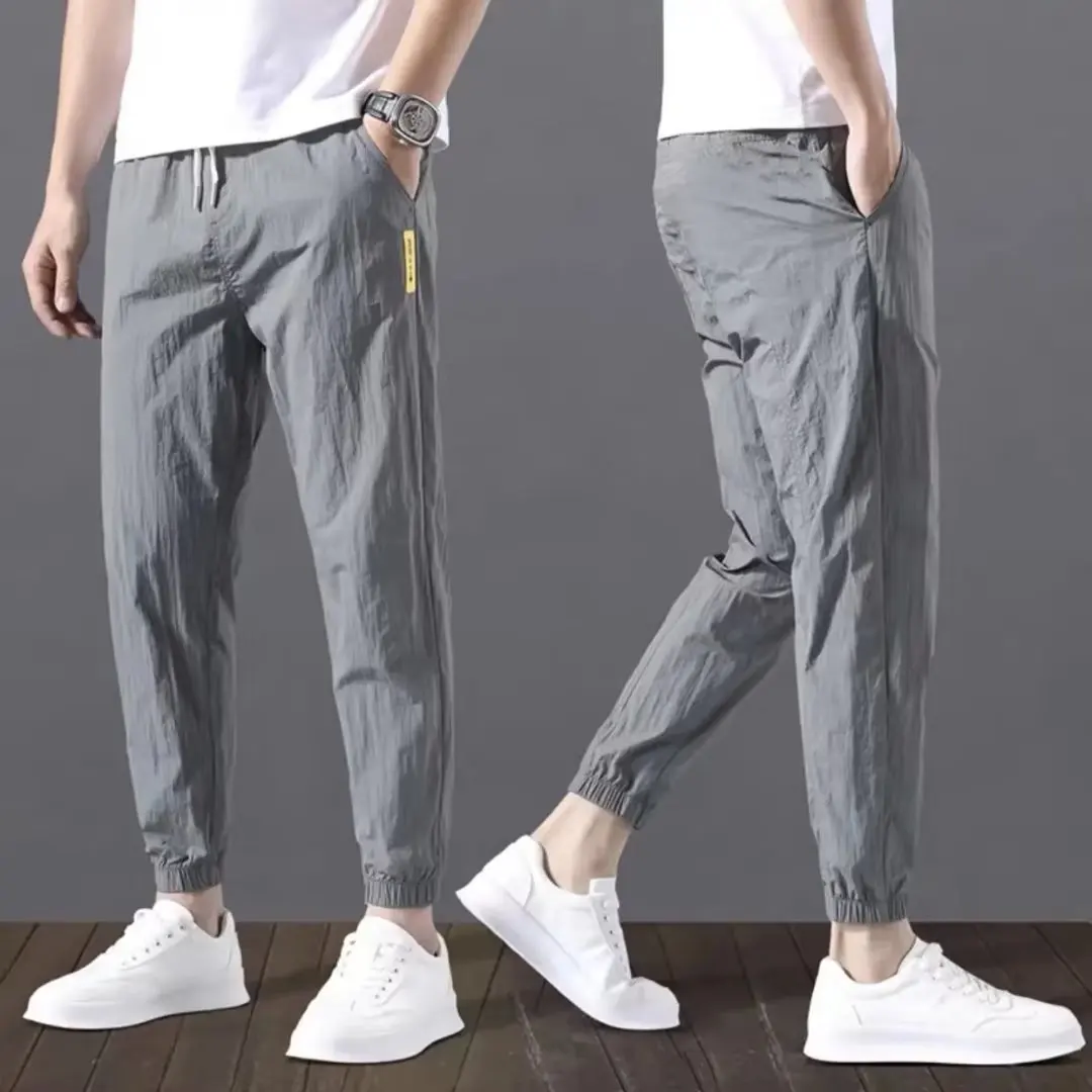 Sommer neue Mode Trend lose große dünne Eis Seide atmungsaktive koreanische Sport lässig neun Punkt Hosen 90er Jahre Vintage-Kleidung