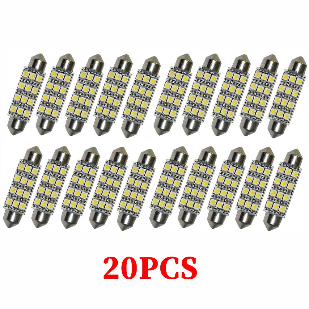 20/10/5 Uds 12 LED 3528-SMD luz para techo Interior de coche luz de matrícula de maletero luz de techo de 12V