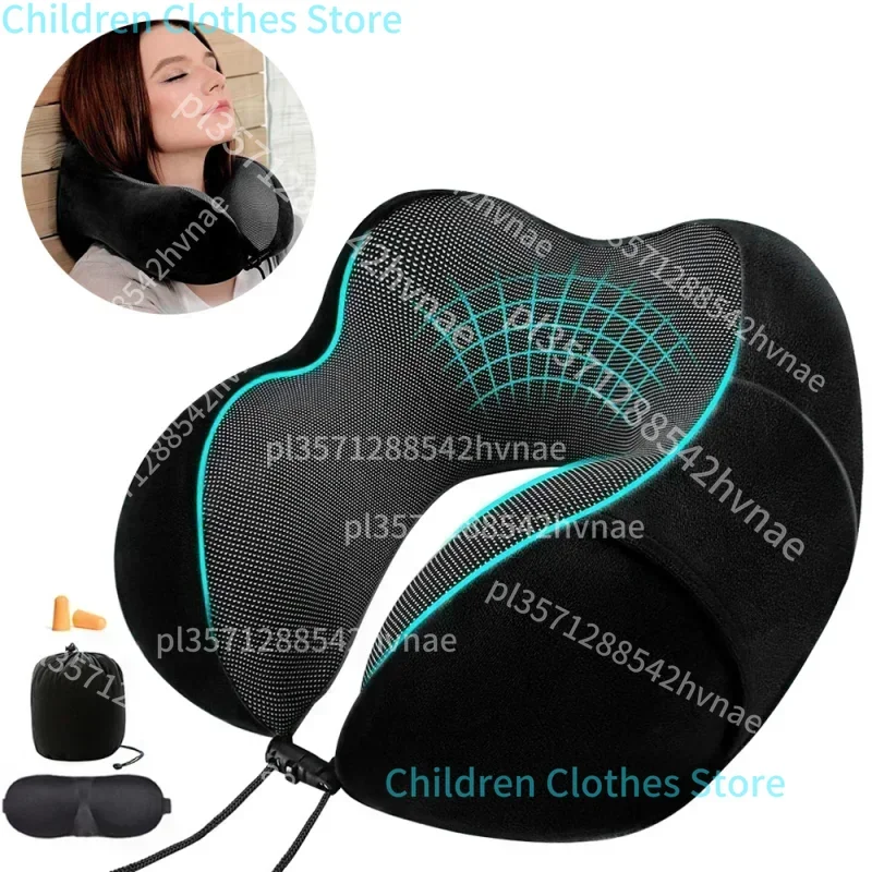 Almohada en forma de U de espuma viscoelástica, soporte para el cuello, viaje, portátil, ayuda para dormir para estudiantes, almohada de avión, respaldo, almohada en U, almohada para el cuello