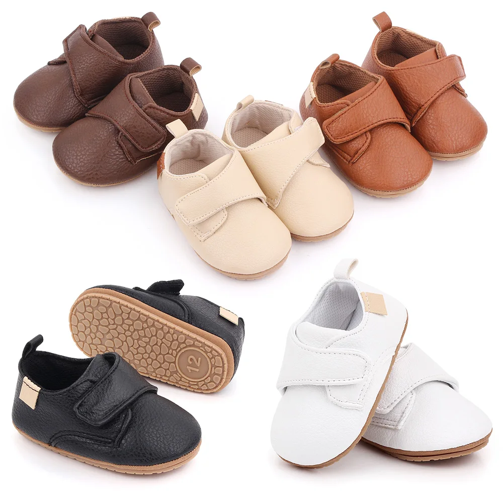 Sapatos casuais antiderrapantes para criança, bebê, estilo coreano, clássico, de alta qualidade, PU e TPR, macio e quente, 0-9-18 meses, D2587