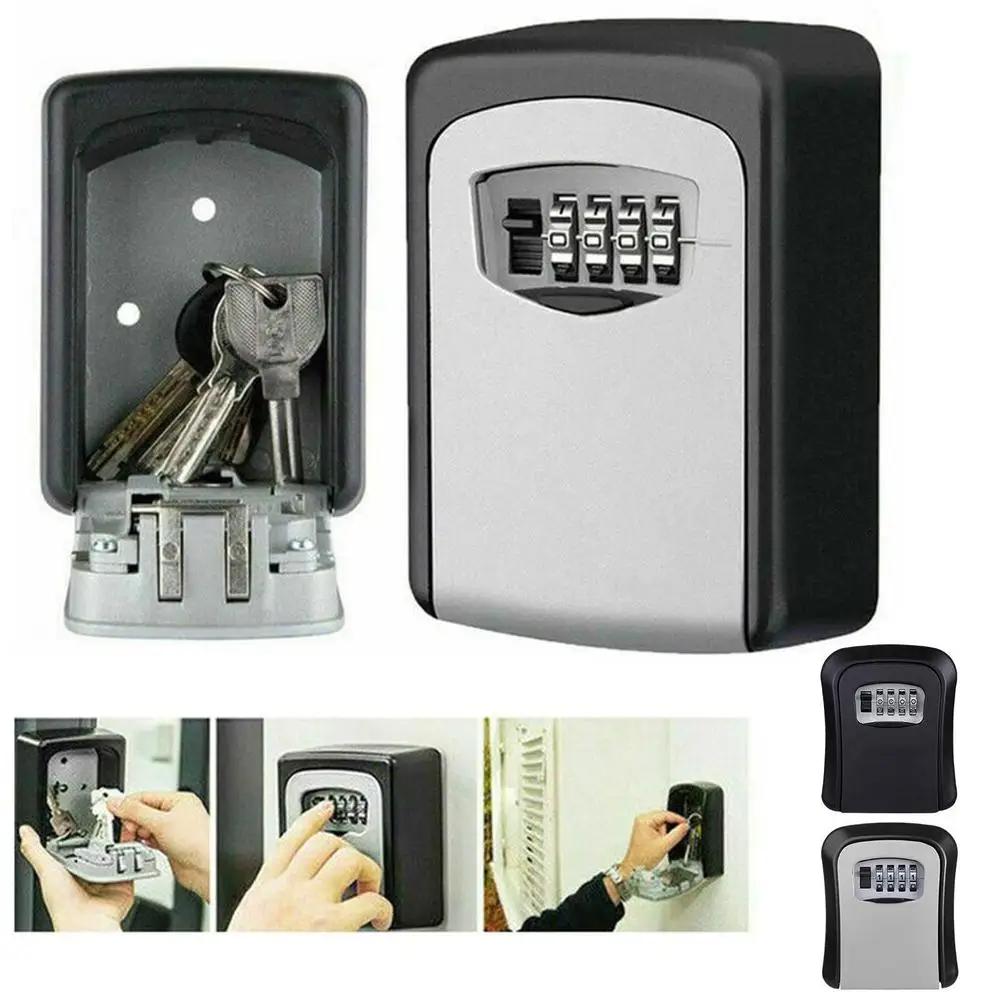 HEE RAK Cassetta di sicurezza per chiavi Password a 4 cifre Quadrante in metallo ABS Gestione dello stoccaggio Cassetta di sicurezza per grandi spazi montata a parete antifurto