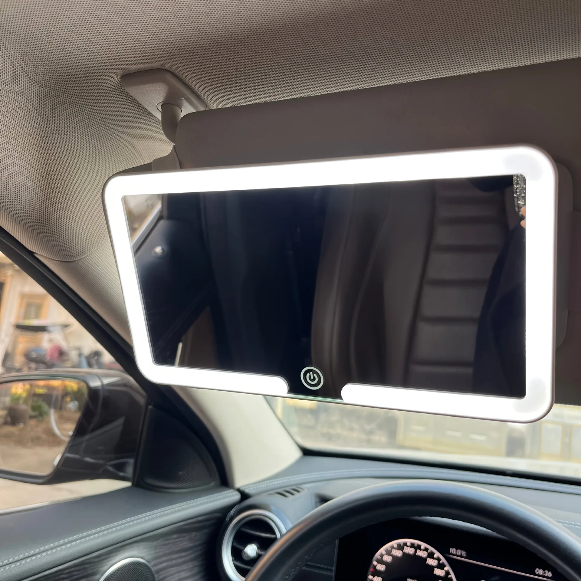 Espelhos interiores do carro placa de viseira solar led hd espelho de maquiagem para meninas feminino recarregável luz de preenchimento universal fino espelho de vaidade