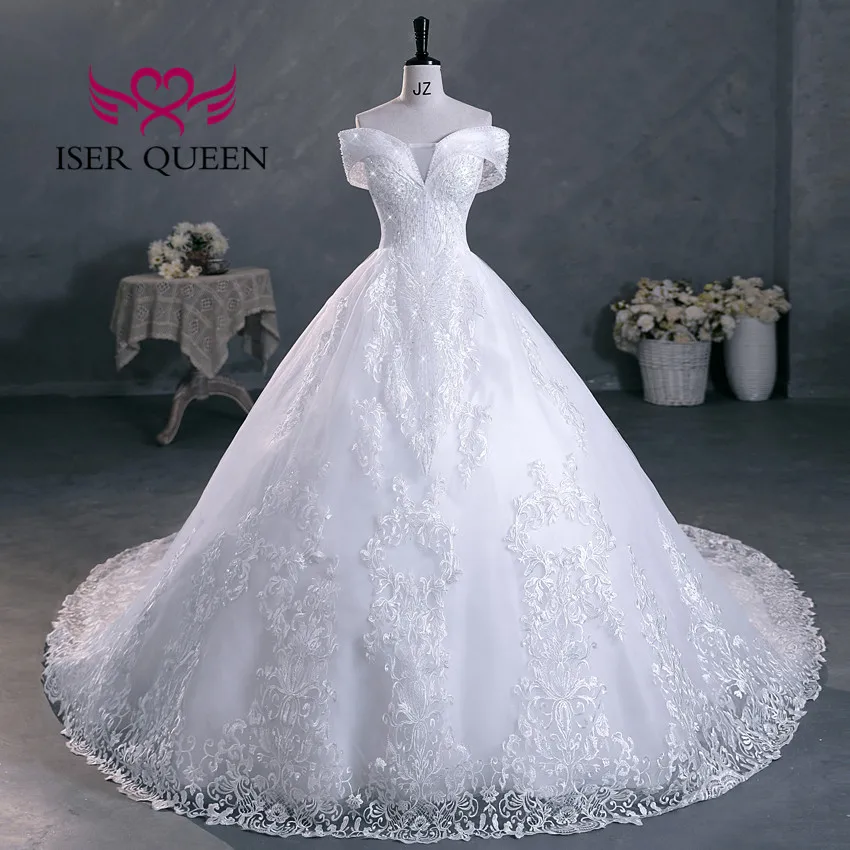 Abito da sposa ricamato in pizzo grazioso con scollo a V con perline personalizzato Abito da ballo 2025 Abiti da sposa eleganti taglie forti per le donne WX0298