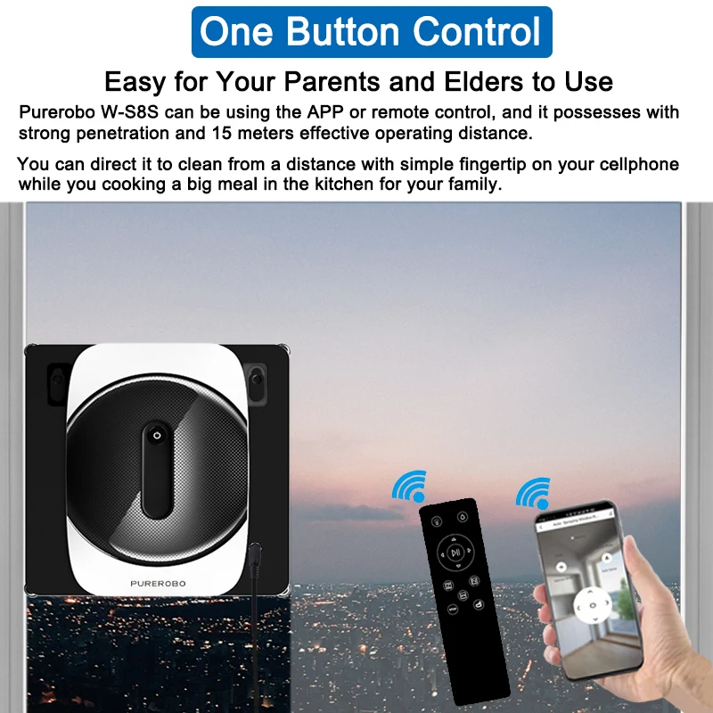 Purerobo W-S8S window cleaning robot with APP vacuum cleaner window cleaning robot window cleaner electric glass for home