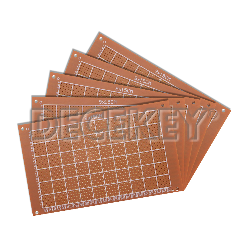 Placa PCB Universal de 9x15cm, placa de circuito impreso PCB de un solo lado amarillo para Arduino, 5 uds.