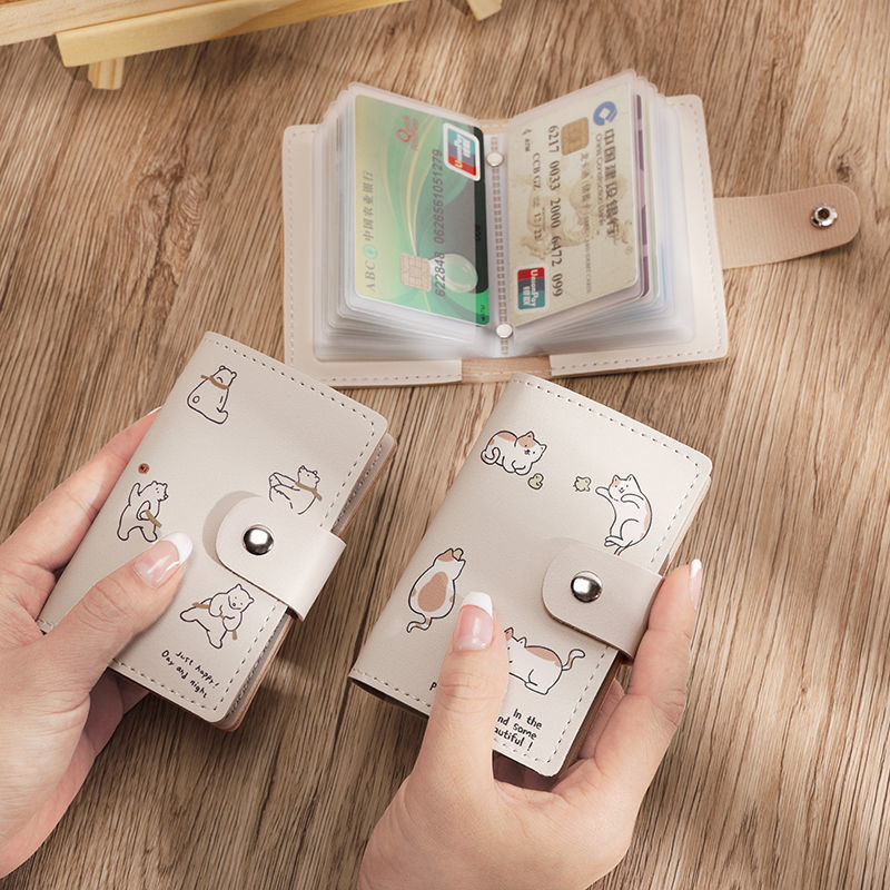 ID カードホルダー抗泥棒カートン猫銀行クレジットバスカードカバービジネスシールドカードホルダーコインポーチ財布バッグオーガナイザー