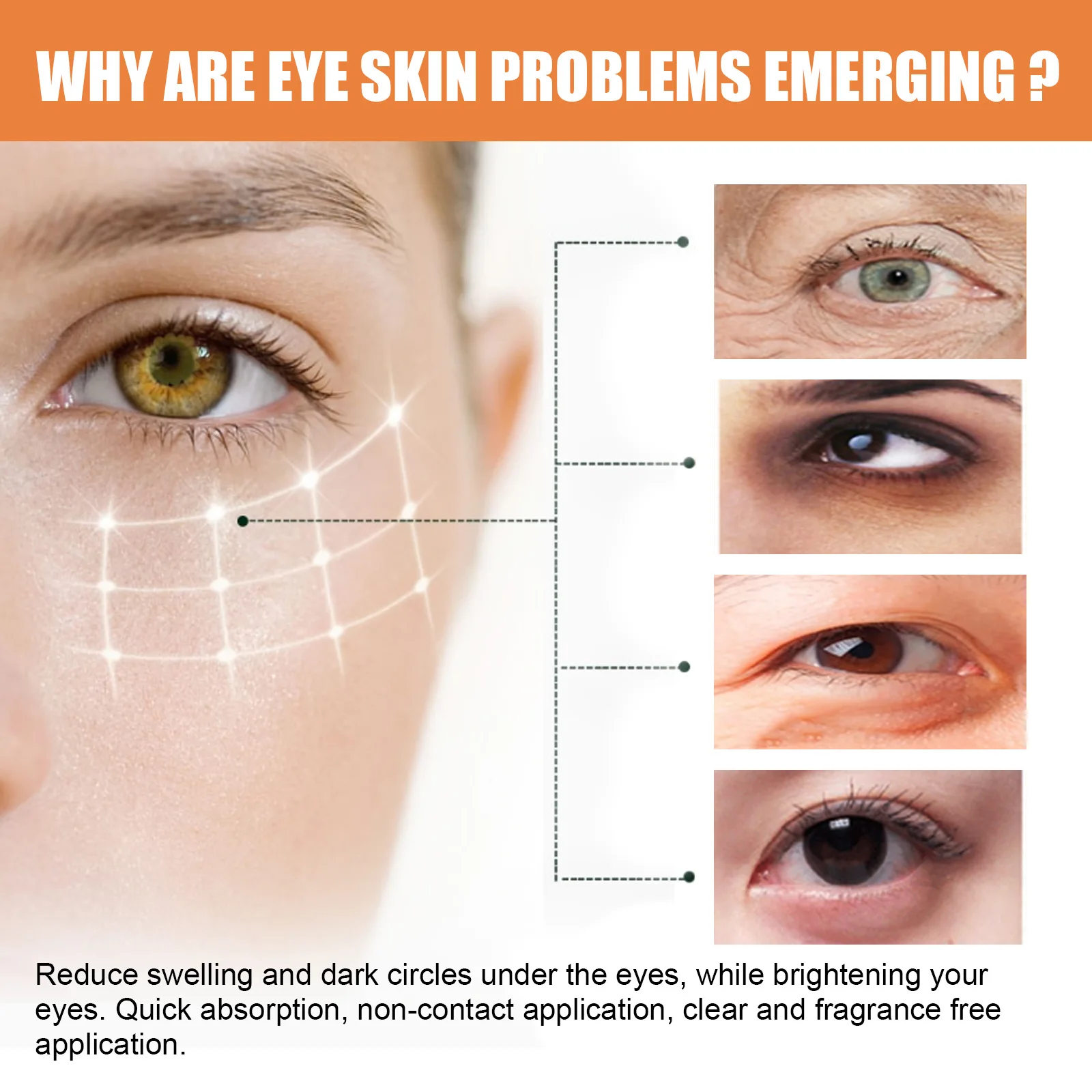 Crema para ojos en barra con vitamina C, bálsamo hidratante antiarrugas, eliminación de bolsas para ojos, ojeras, Reduce las líneas finas, crema para ojos antihinchazón