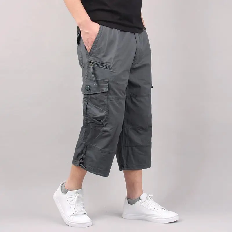 Herren Cargo-Shorts, Sommer, lockere Freizeithose, elastische Taille, große Größe, Outdoor-Jogging-Jogginghose, Trend, mehrere Taschen