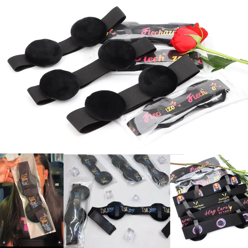 Banda de fusión de bordes con Protector de oídos para pelucas de encaje, banda elástica de 3 uds con logotipo personalizado para colocar borde de encaje, banda para el cabello