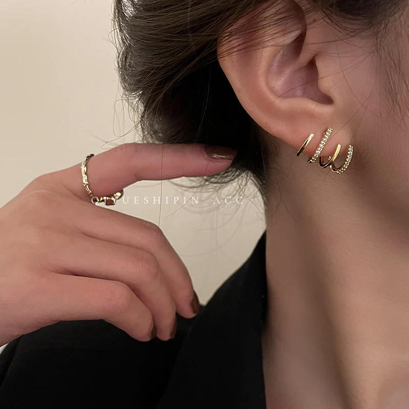 เงา 4 กรงเล็บต่างหูผู้หญิง 3A Zircon Multilayerประณีตต่างหูสาวงานแต่งงานแฟชั่นเครื่องประดับของขวัญ