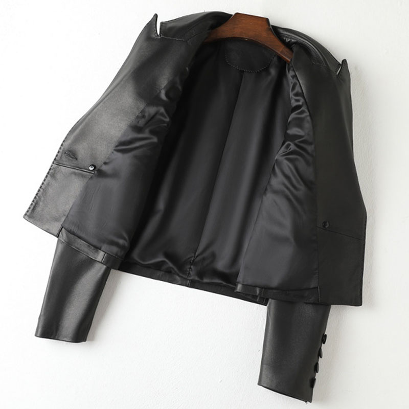 Julypaletteシープスキンレザージャケット,ショートコート,女性用,本革ジャケット,2つのボタン,高級ジャケット2023