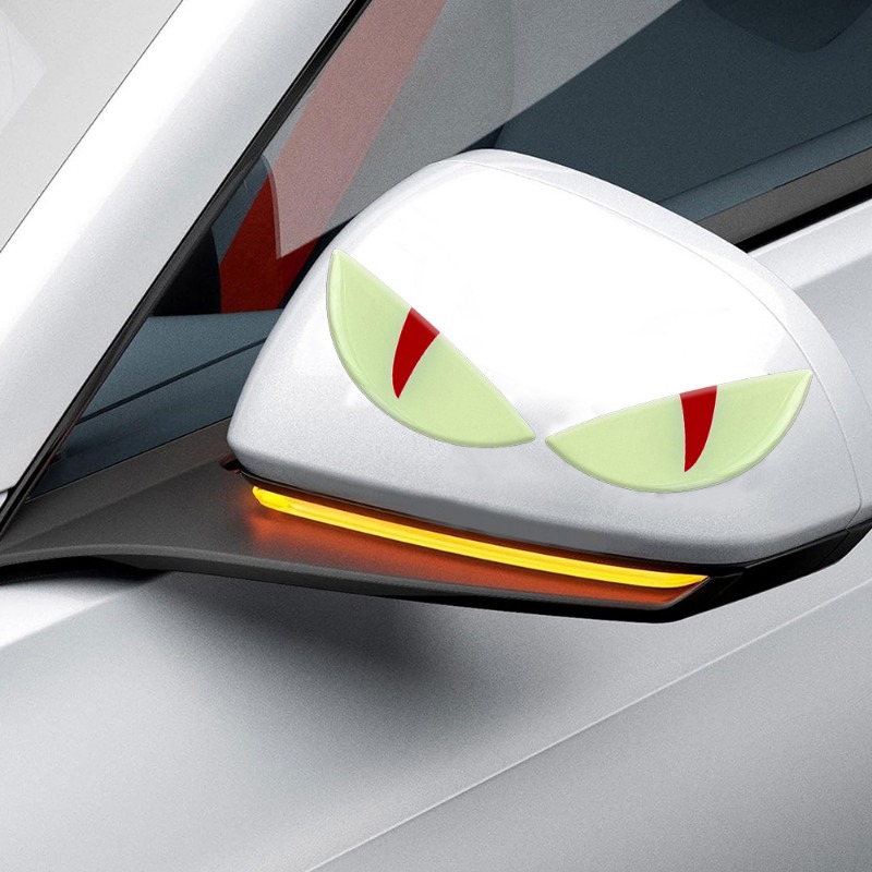Compact Night Light 3D Devil Eye Stickers Motorcycle Electric Scooter Modified Decorative Front Stickers Windshield Stickers