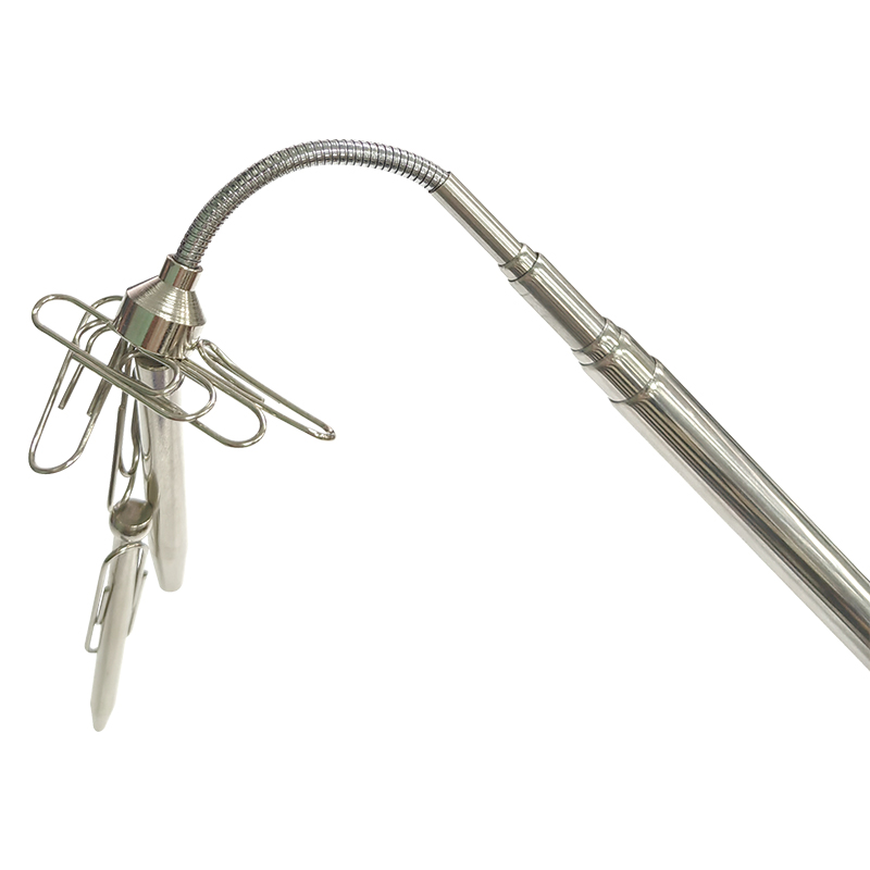 Pickup magnetico portatile girevole in argento con strumento manuale con asta di aspirazione magnetica con clip per penna retrattile