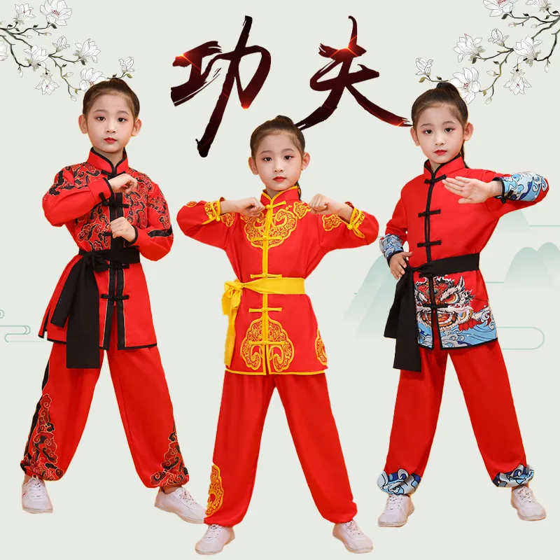 ผู้ชายผู้หญิงจีน Kung Fu ชุดดําเนินการเด็กชุด Tai Chi เด็ก Wushu ชุดเด็กศิลปะการต่อสู้เครื่องแต่งกายสาวชุดเสื้อผ้าเด็ก