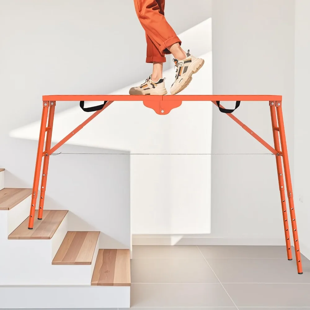 Scaffolding Platform,Folding Work Platform Scaffold 57.4''L x15.7''W Adjustable Height Scaffolding Portable Work Platform Ladder