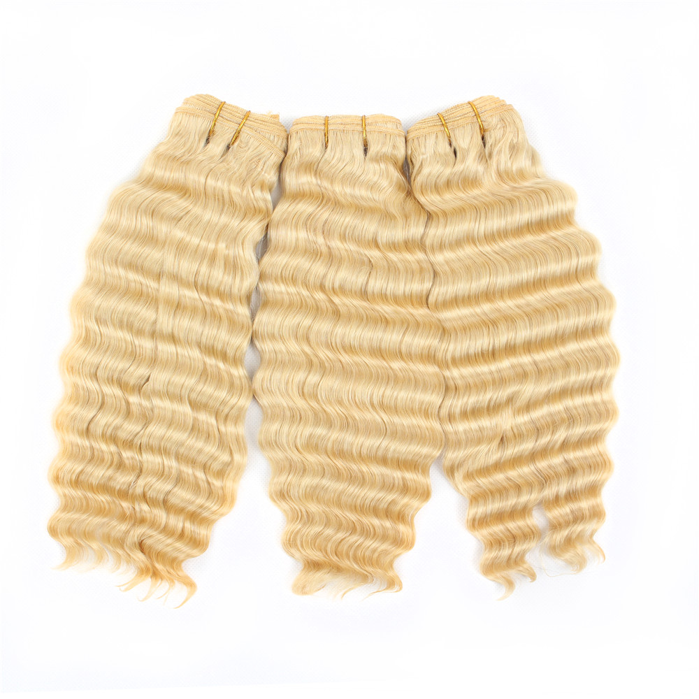 Mechones de cabello humano rizado de onda profunda, rubio miel 613, 150% de densidad, extensión de cabello Remy crudo brasileño Fabeauty 26 28 30 32 pulgadas