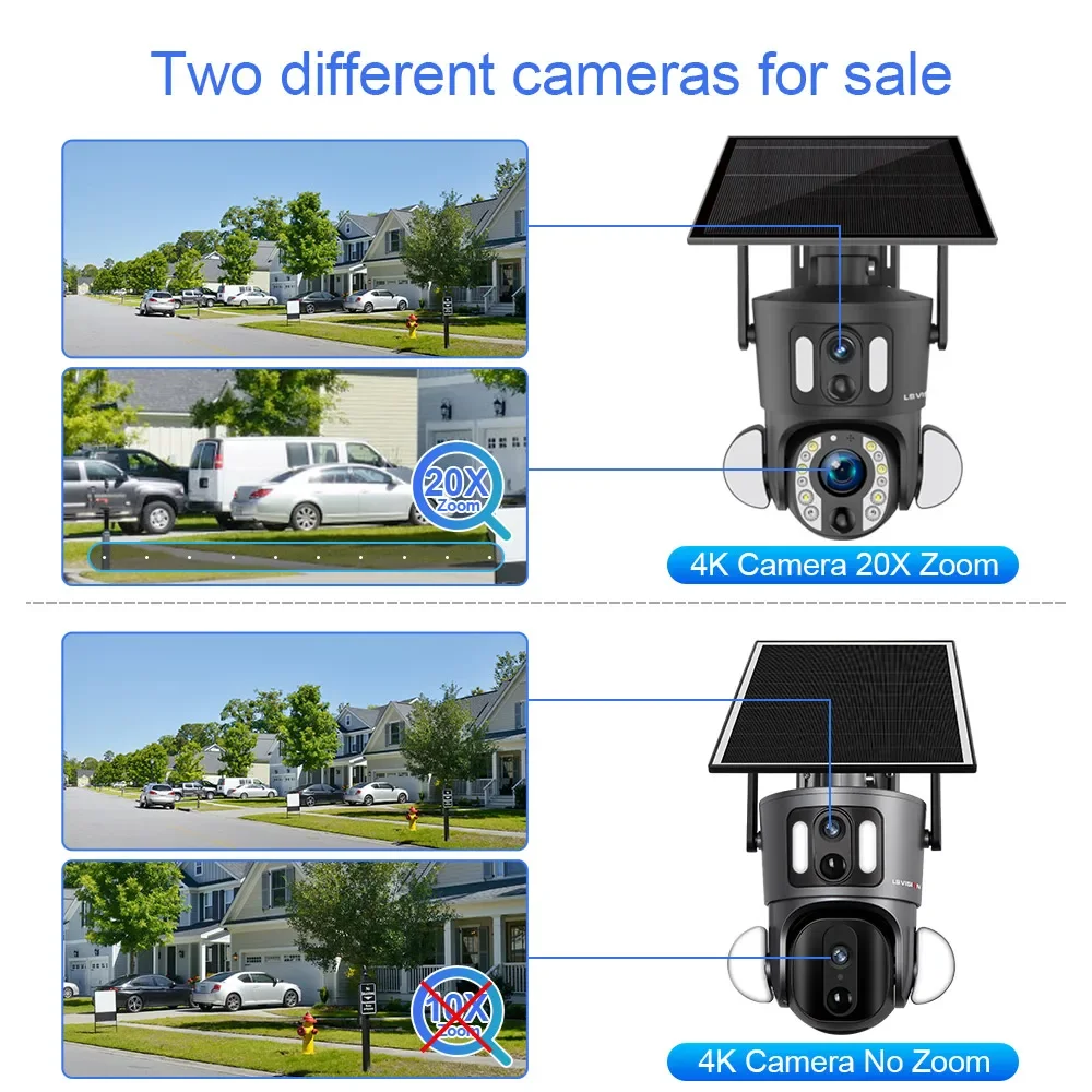 LS VISION-cámara Solar de doble pantalla para exteriores, videocámara de seguridad con Zoom óptico 4K 20X, 8MP, 4G/WiFi, PTZ, detección PIR Dual, seguimiento automático