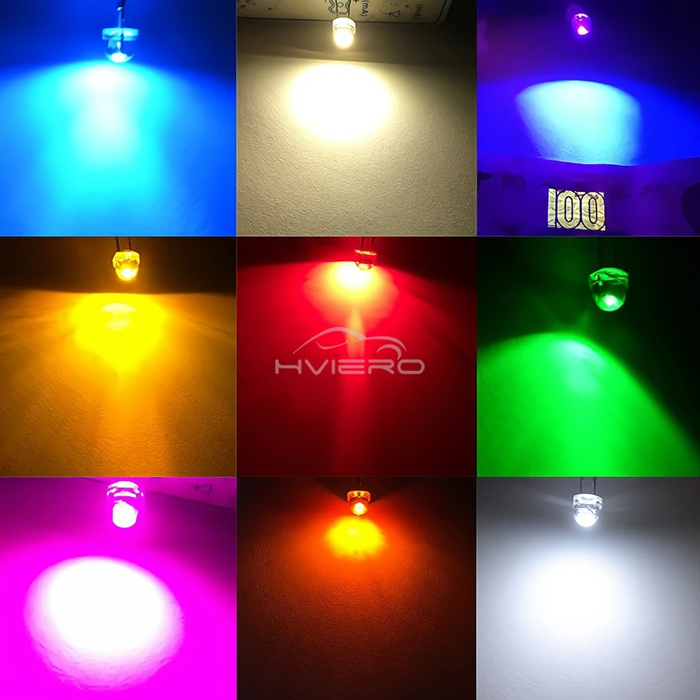 100/500 ชิ้น 5 มิลลิเมตรหมวกสีขาวสีเขียวสีฟ้าสีเหลือง Smd Smt Led น้ํา Clear Bright มุมกว้าง Emitting Diode หลอดไฟ DIY ไฟลูกปัด