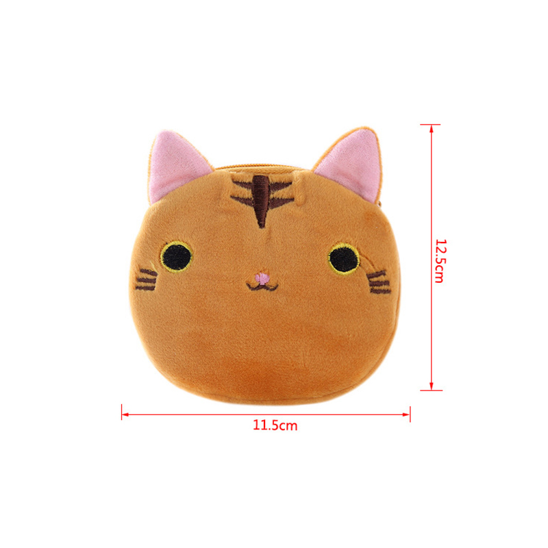 การ์ตูนแมวเหรียญกระเป๋าสตางค์Plushผู้หญิงแฟชั่นซิปMini Keyเหรียญกระเป๋านักเรียนกระเป๋าเป้สะพายหลังแขวนกระเป๋ากระเป๋าสตางค์