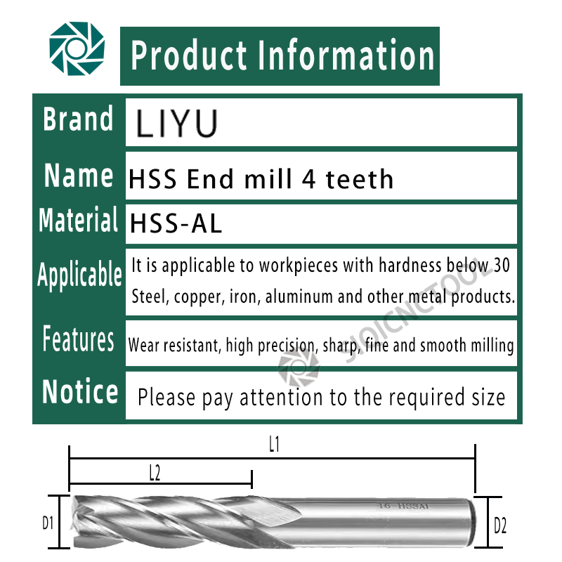 Fresas SIQI de alta precisión HSS cortador de Metal Co8 cobalto D1-32mm 2 3 4 flautas dientes herramienta de fresado de aluminio broca enrutadora de asiento de llave