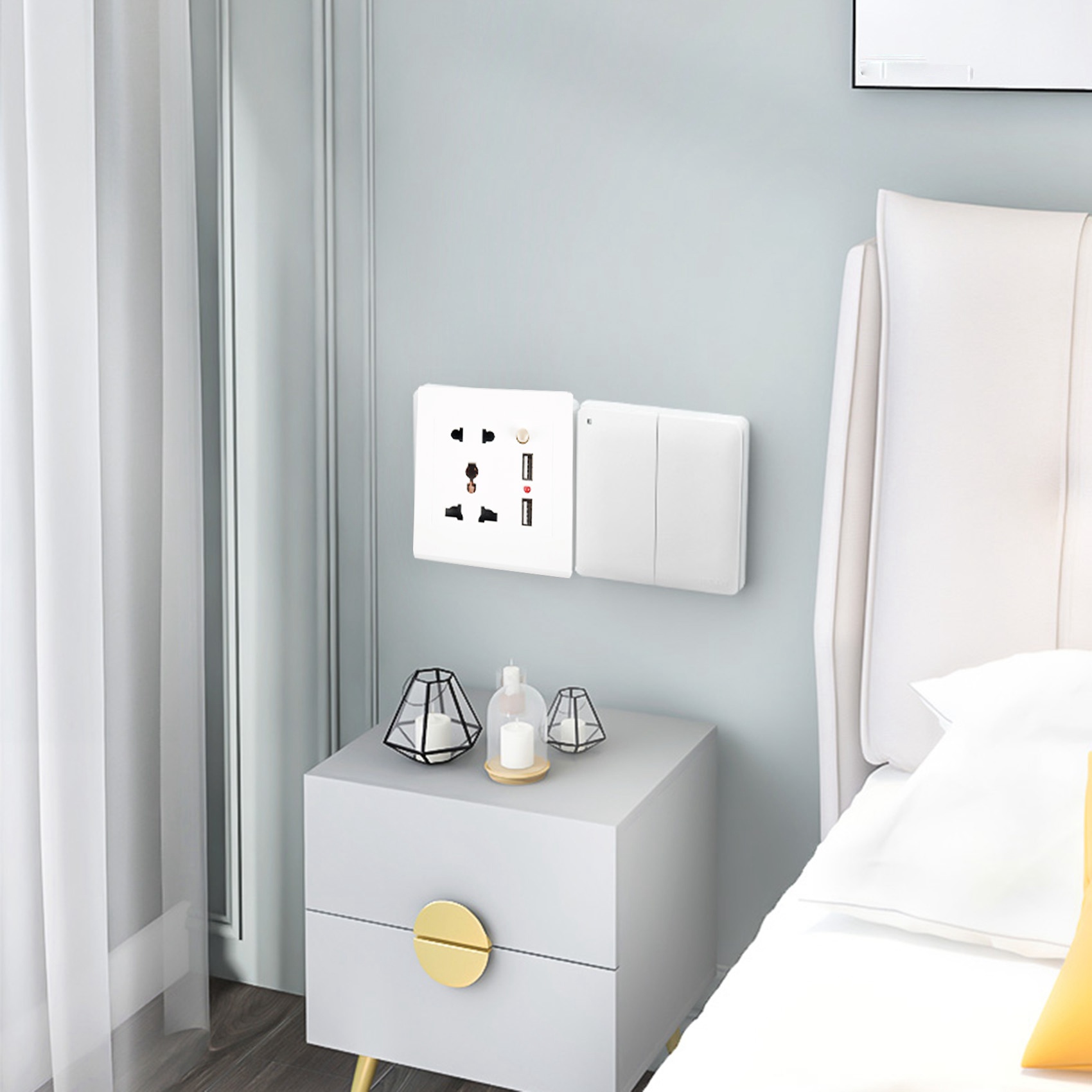 2.1a Dual-USB-Wand ladegerät Steckdose Adapter Universal steckdose Panel mit Schalter