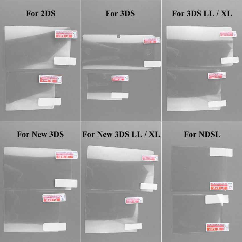 1 Uds película protectora transparente HD superior inferior para Nintendo DSL NDSL para 2DS nuevo Protector de pantalla LCD 3DS XL