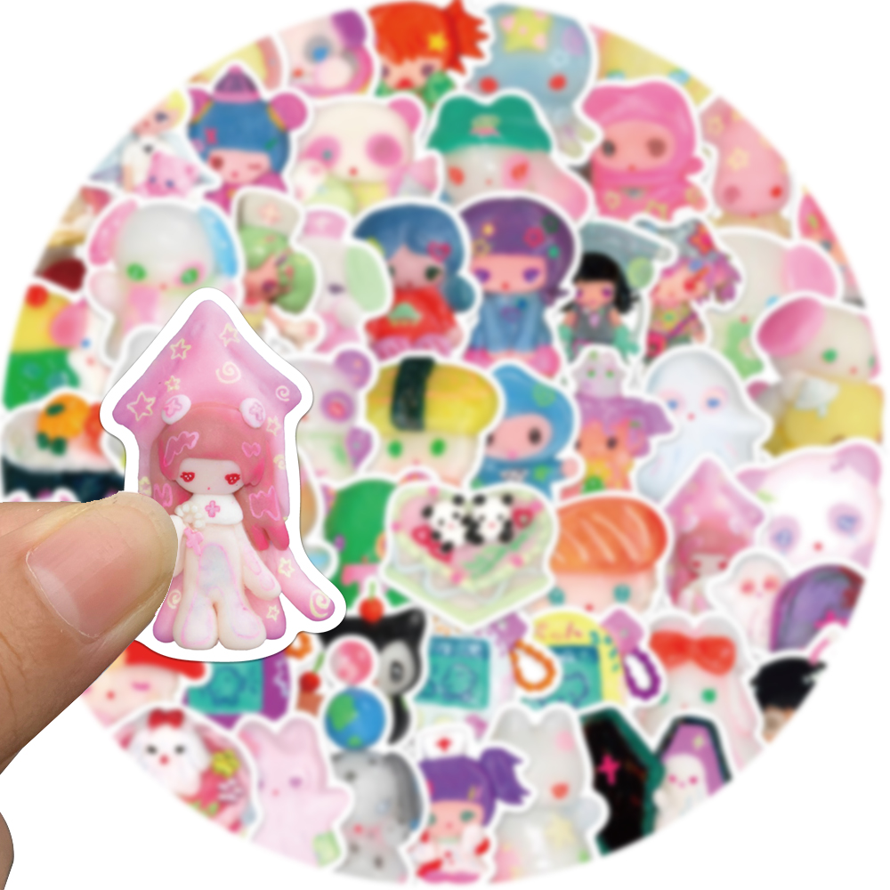 3Dクリスタルクレイの女の子のステッカー,スーツケースの装飾,冷蔵庫のボード,荷物のステッカー,子供のおもちゃ,56個