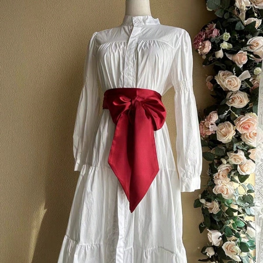 10cm de largura elegante moda feminina fita de seda cinto com decoração bowknot 250cm de comprimento