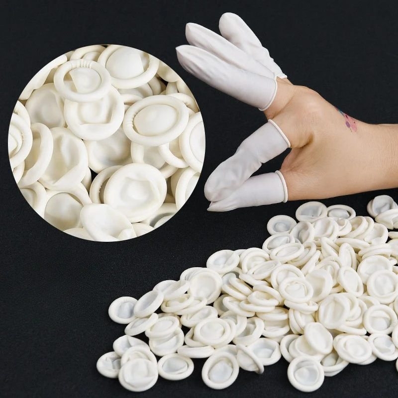 100Pcs Disposable Fingertips Protector Gloves Natural Rubber Non-slip Anti-static Latex Finger Cots Fingertips Durable Tool