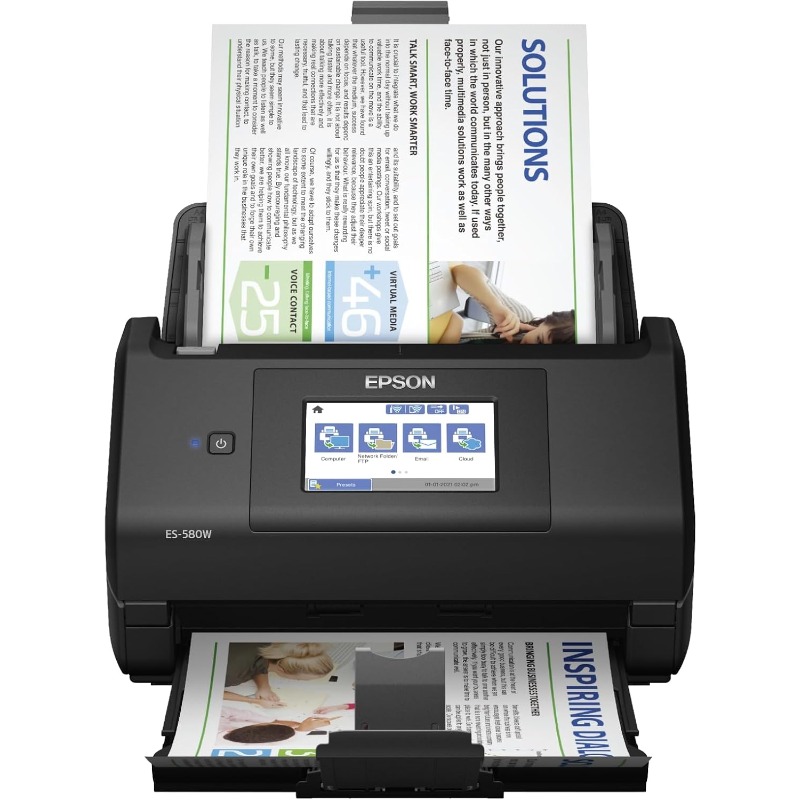 Workforce ES-580W Wireless Color Duplex Desktop Document Scanner for PC and with 100-sheet Auto Document Feeder