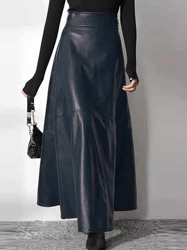 2023 Fashion Solid Mujer Faldas Zanzea Pu Leather Maxi Rokken Vrouwen Elegante Ol Lange Saias Casual Hoge Taille Rits jupe Femme