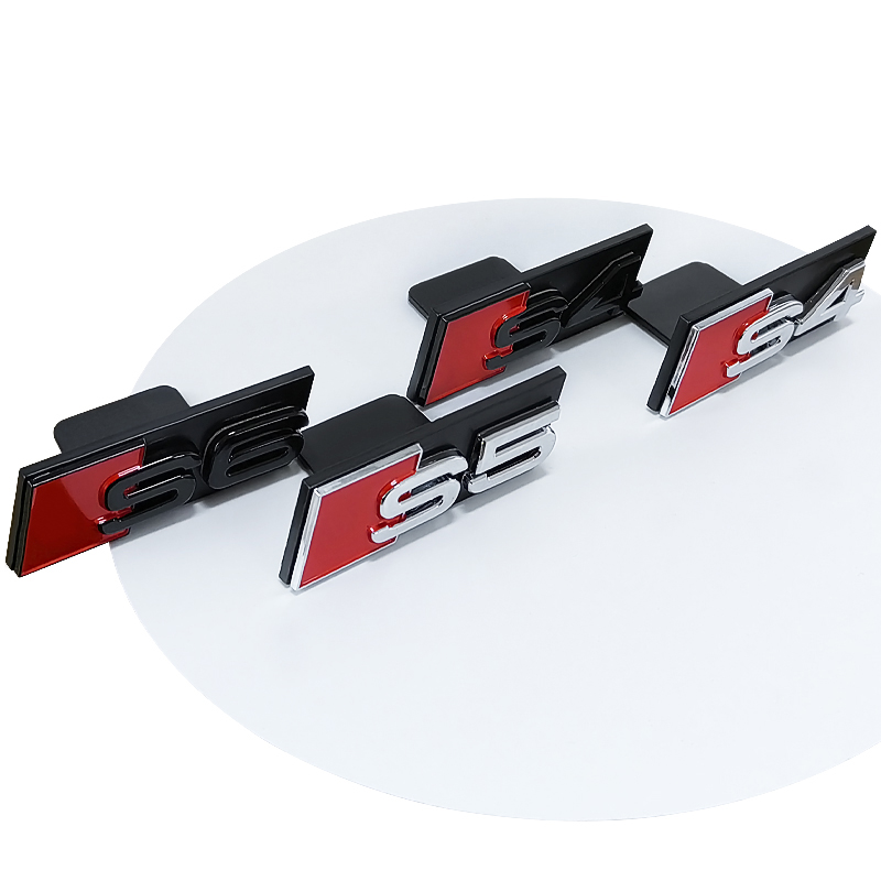 Logotipo 3D ABS cromado negro S3 S4 S5 S6 S7 S8 emblema de parrilla pegatina insignia de rejilla delantera de coche para Audi S3 S4 S5 S6 S7 S8 accesorios