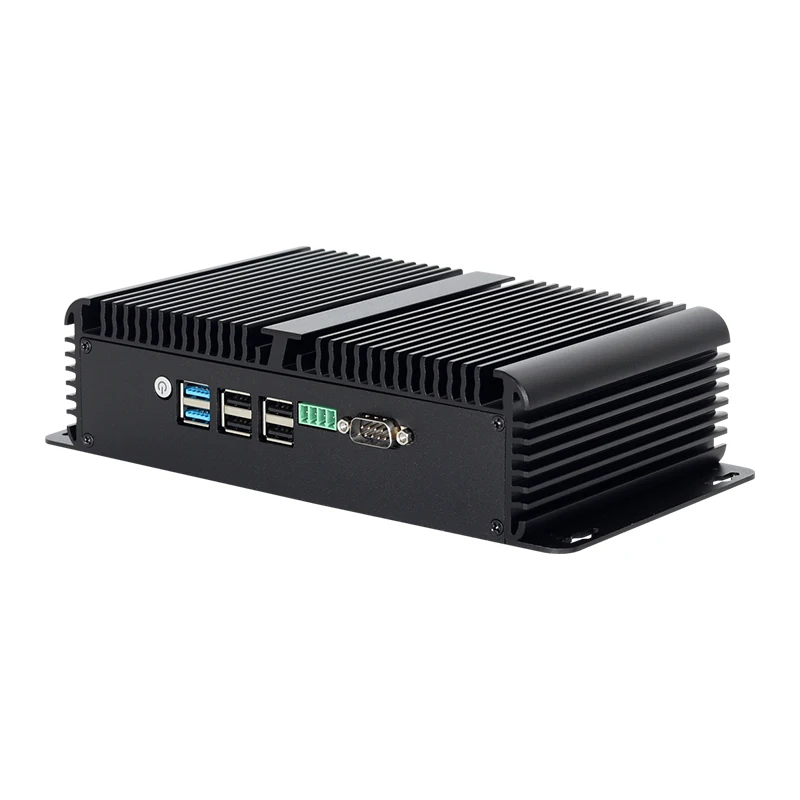 Mini PC Industrial Fanless, Intel N100, 4x2.5G, Ethernet 2x Portas Seriais, RS485, RS232, DB9, 6x USB, Wi-Fi, Suporta Windows, Linux OpenWrt